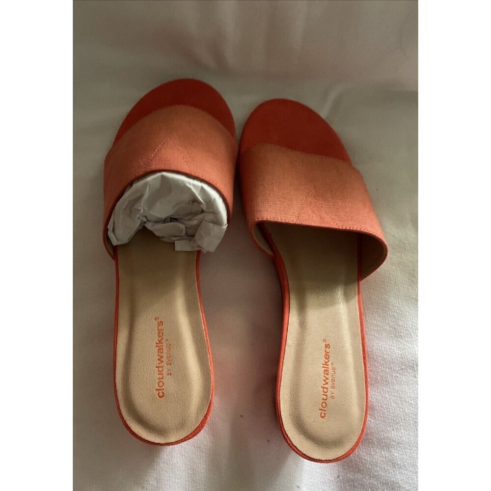 Cloudwalkers By Avenue Coral Sandal Slide Annie 9.5W Canvas Slip-On Comfort Shoe